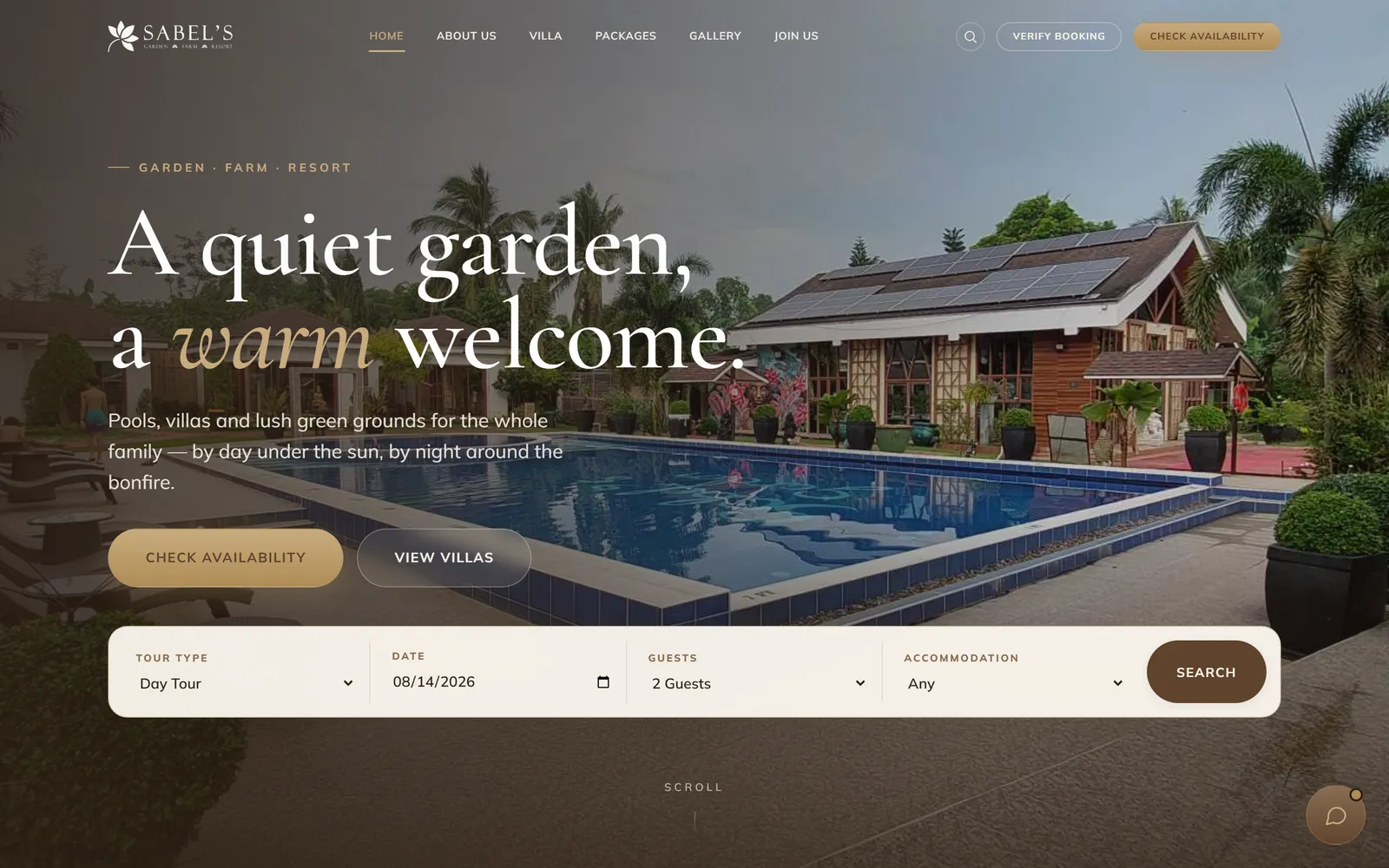 Sabel's Garden, Farm & Resort — interface